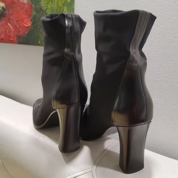 Via Spiga Nylon Leather Heeled Boots Size 9
