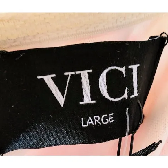 VICI V-Neck Multi Pink Floral Spaghetti Strap Smocked Tiered Maxi Dress SZ LG NW