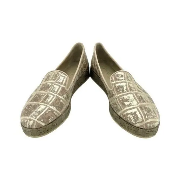 VICINI TAPEET Gold Tan Leather Loafer Flats Made in Italy SZ 36 EU 5.5 US NIB