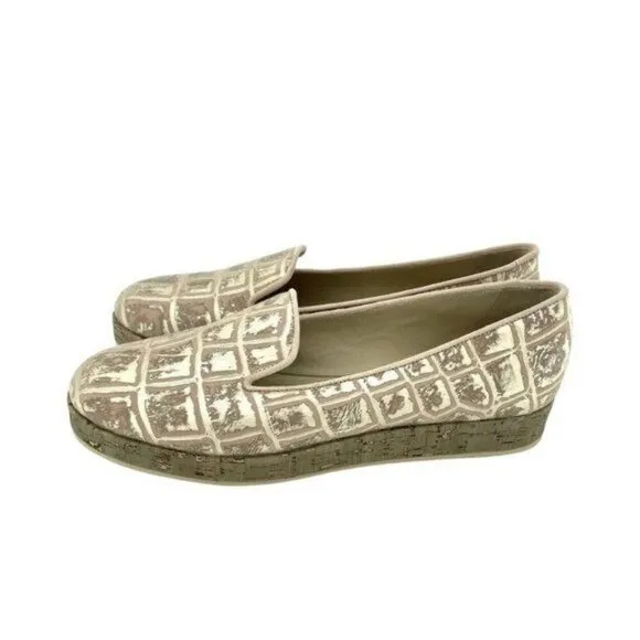 VICINI TAPEET Gold Tan Leather Loafer Flats Made in Italy SZ 36 EU 5.5 US NIB