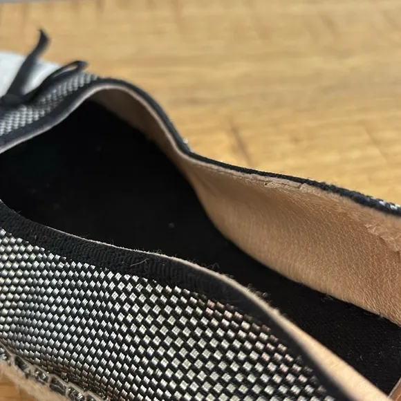 Vidorreta Black and Silver Espadrille Wedge Shoes with Bow Detail