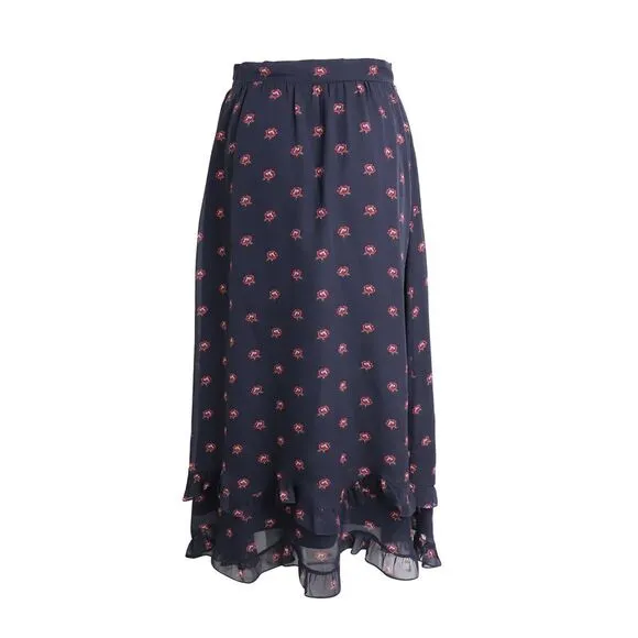 Vilshenko Printed Maxi Skirt in Floral Print Silk