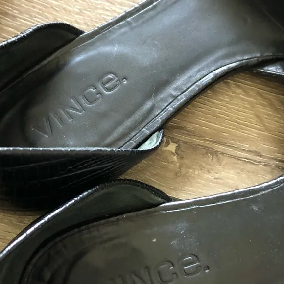 Vince black D’Orsay calf hair pebbles leather flats