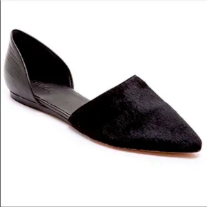 Vince black D’Orsay calf hair pebbles leather flats