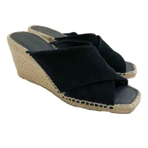 Vince Black Suede Espadrille Wedges Made in Spain Women's Size 8 EUC