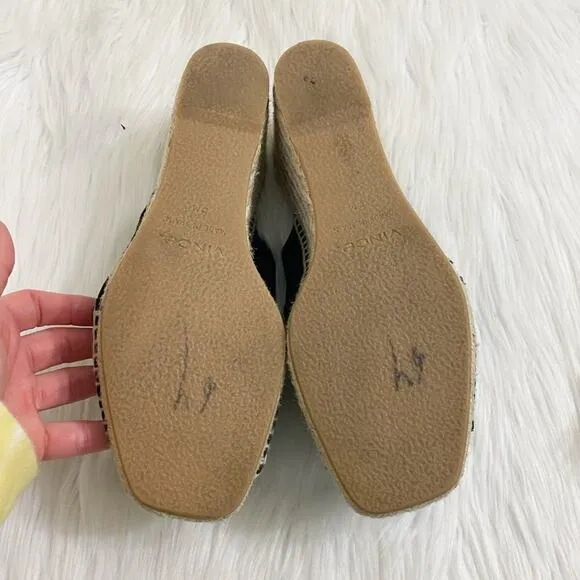 Vince Black Suede Espadrille Wedges Made in Spain Women's Size 8 EUC