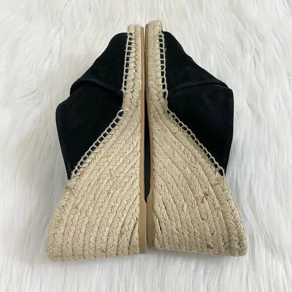 Vince Black Suede Espadrille Wedges Made in Spain Women's Size 8 EUC