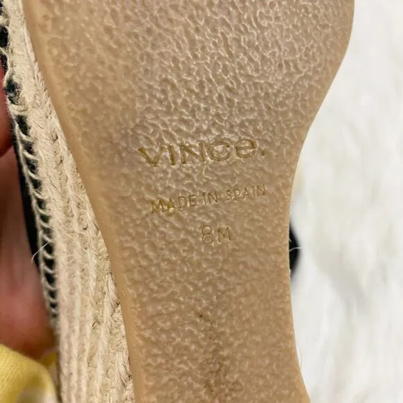 Vince Black Suede Espadrille Wedges Made in Spain Women's Size 8 EUC