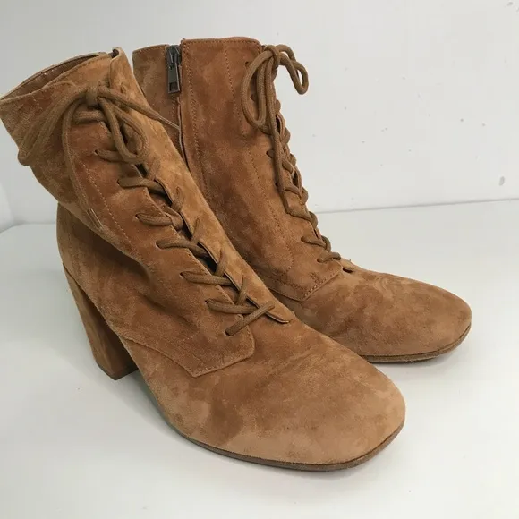 VINCE. Boho Leather Lace Up Zip Witchy Whimsygoth Boots Women's 9