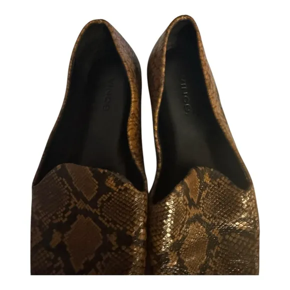 Vince Brown Snake Print Loafers Size 9