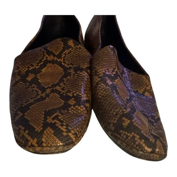 Vince Brown Snake Print Loafers Size 9