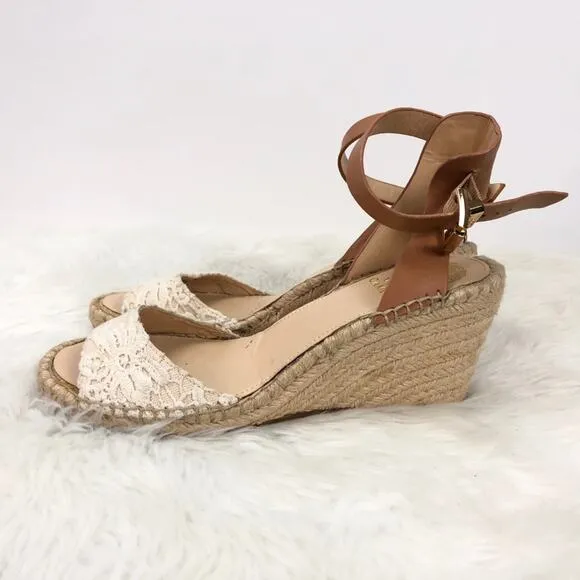 Vince Camuto 8 M Womens Beige Tessa Ankle Strap Espadrille Wedges