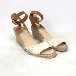 Vince Camuto 8 M Womens Beige Tessa Ankle Strap Espadrille Wedges