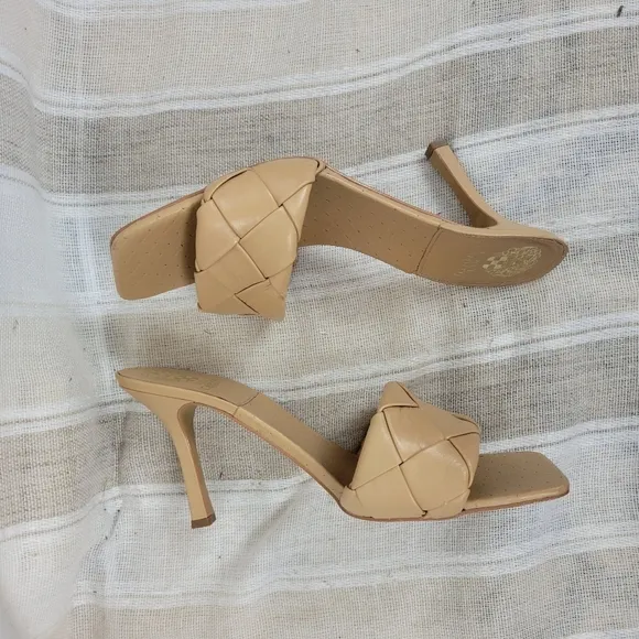 Vince Camuto Brelanie Braided Strap Sandals Leather Tan Nude Size 11M