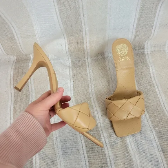 Vince Camuto Brelanie Braided Strap Sandals Leather Tan Nude Size 11M
