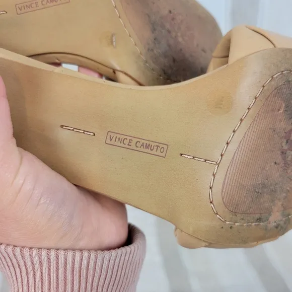 Vince Camuto Brelanie Braided Strap Sandals Leather Tan Nude Size 11M