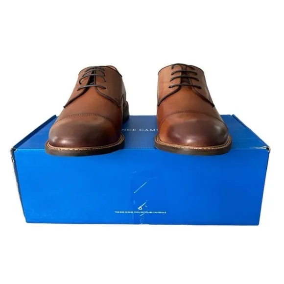 Vince Camuto Cognac Brown Timeless Elegance Leather Oxford Shoes