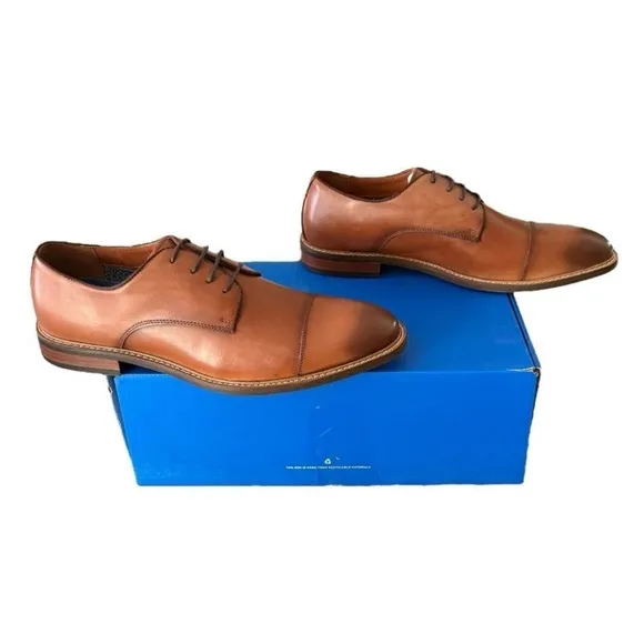 Vince Camuto Cognac Brown Timeless Elegance Leather Oxford Shoes