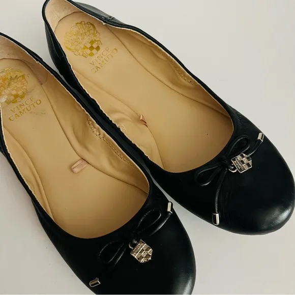 Vince Camuto Eryn Black Leather Ballet Flats NEW 10.5