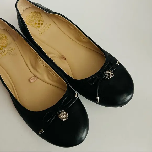 Vince Camuto Eryn Black Leather Ballet Flats NEW 10.5