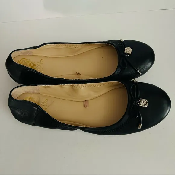 Vince Camuto Eryn Black Leather Ballet Flats NEW 10.5
