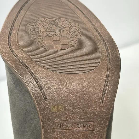 Vince Camuto Gray Chelsea Suede Heeled Ankle Boots with Cut Out Detail Round Toe
