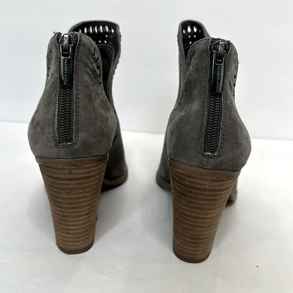 Vince Camuto Gray Chelsea Suede Heeled Ankle Boots with Cut Out Detail Round Toe