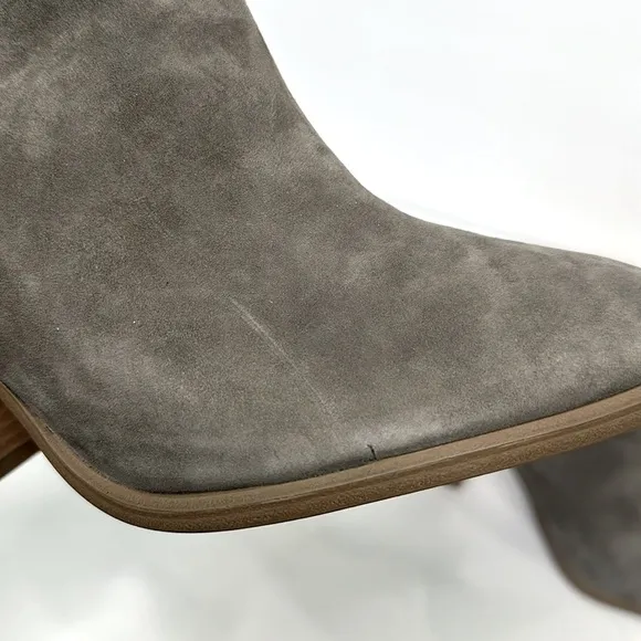 Vince Camuto Gray Chelsea Suede Heeled Ankle Boots with Cut Out Detail Round Toe