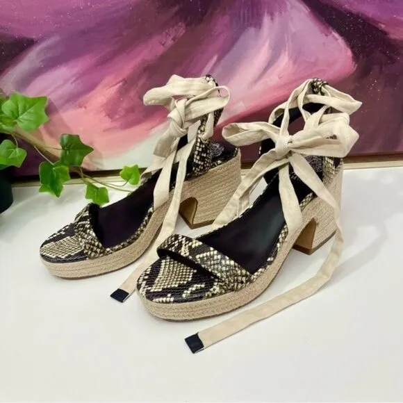 Vince Camuto Roreka Snake Skin Espadrille Sandal  Size 8.5