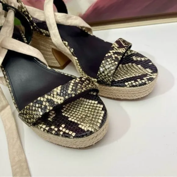 Vince Camuto Roreka Snake Skin Espadrille Sandal  Size 8.5