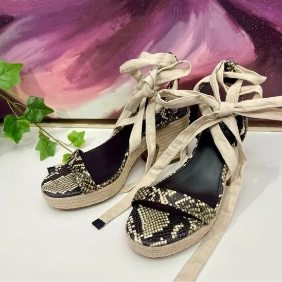 Vince Camuto Roreka Snake Skin Espadrille Sandal  Size 8.5