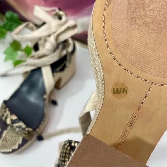 Vince Camuto Roreka Snake Skin Espadrille Sandal  Size 8.5