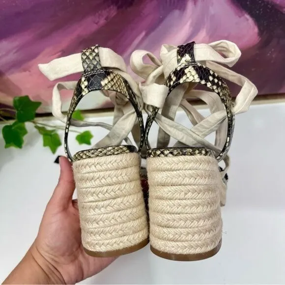Vince Camuto Roreka Snake Skin Espadrille Sandal  Size 8.5