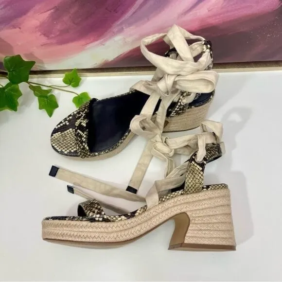 Vince Camuto Roreka Snake Skin Espadrille Sandal  Size 8.5
