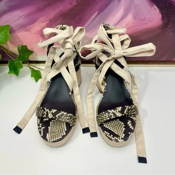 Vince Camuto Roreka Snake Skin Espadrille Sandal  Size 8.5