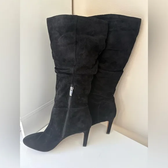 Vince Camuto Suede VP-Larink Heeled Tall Slouchy Boots Black Women’s Size 9.5
