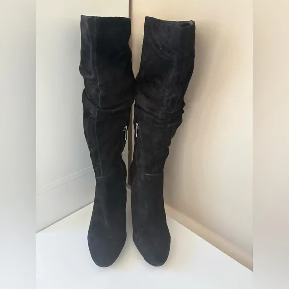 Vince Camuto Suede VP-Larink Heeled Tall Slouchy Boots Black Women’s Size 9.5