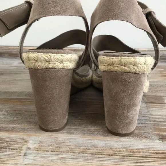 Vince Camuto 6 1/2 Gray Suede Espadrille Wedges Sandals 6.5