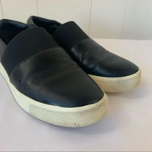 VINCE Corbin Black Leather Slip On Sneakers Shoes Women Size US 5.5 Eu 35.5