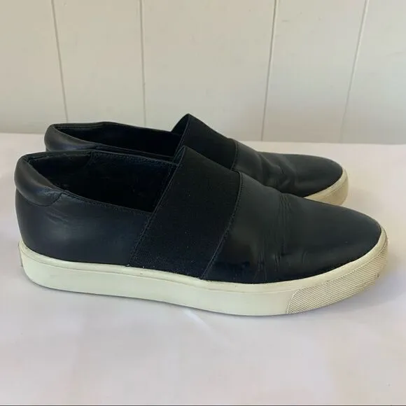 VINCE Corbin Black Leather Slip On Sneakers Shoes Women Size US 5.5 Eu 35.5