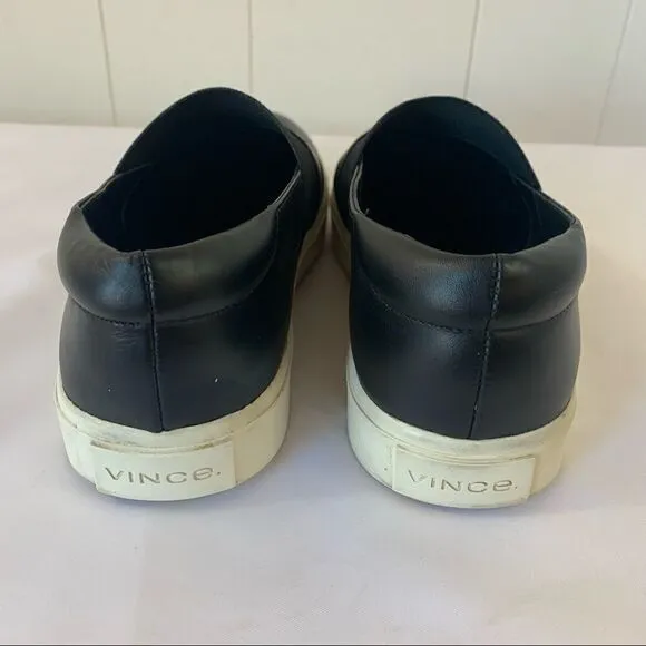 VINCE Corbin Black Leather Slip On Sneakers Shoes Women Size US 5.5 Eu 35.5