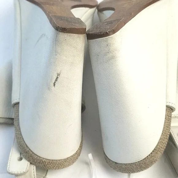 Vince Kostel White Leather Open Toe Slingback Wedge Heel Sandal Bootie S…