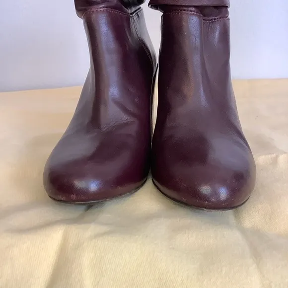 Vince Leather Fold Over Heeled Ankle Boots Sz-7