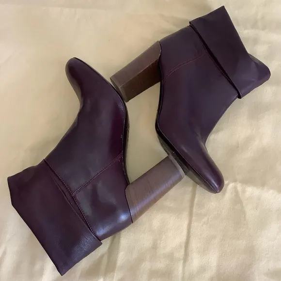Vince Leather Fold Over Heeled Ankle Boots Sz-7