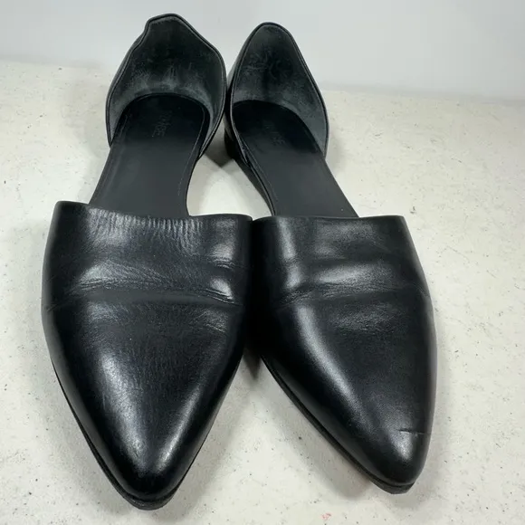 Vince Nina D'orsay Flat Black Leather Flats Sz 8,5