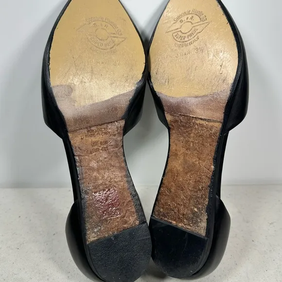 Vince Nina D'orsay Flat Black Leather Flats Sz 8,5