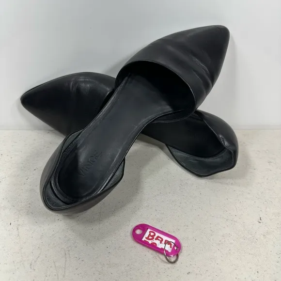 Vince Nina D'orsay Flat Black Leather Flats Sz 8,5