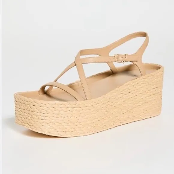 Vince NWB Size 91/2 Tan Wedge Sandals with Espadrille Platform