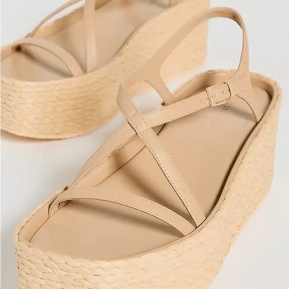 Vince NWB Size 91/2 Tan Wedge Sandals with Espadrille Platform