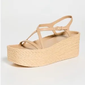 Vince NWB Size 91/2 Tan Wedge Sandals with Espadrille Platform